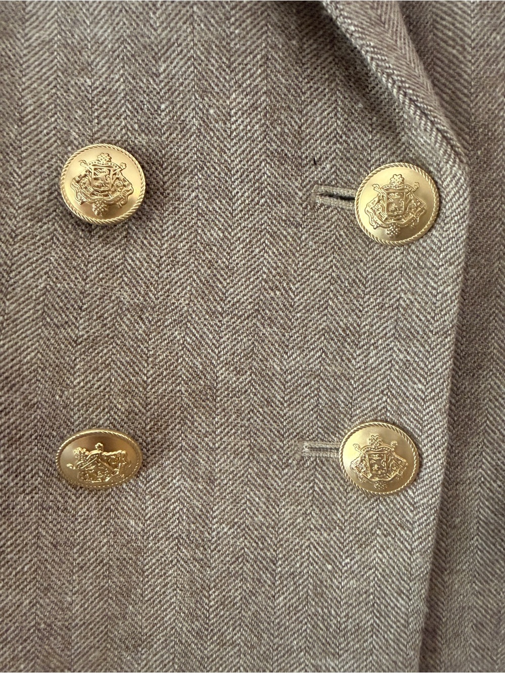 J. Crew Italian Wool Herringbone Double Breasted Blazer w/Gold CrestButtons Sz.6 - Picture 4 of 7